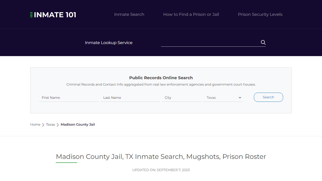Madison County Jail, TX Inmate Search, Mugshots, Prison Roster
